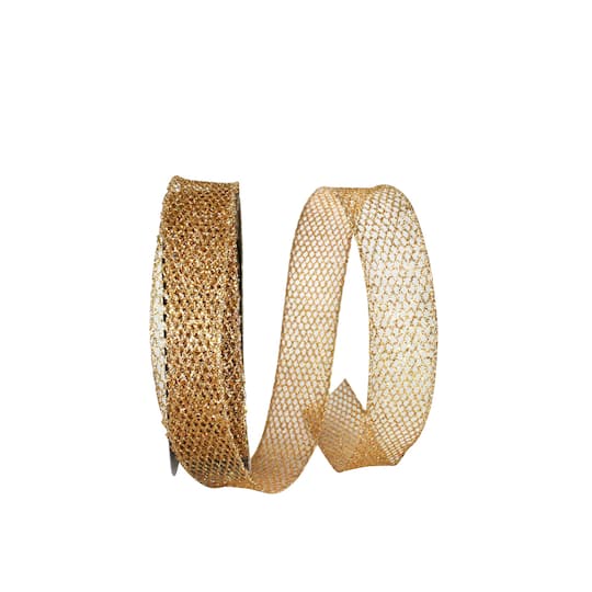 JAM Paper 1.5" x 25yd. Grand Net Glitter Wired Ribbon
